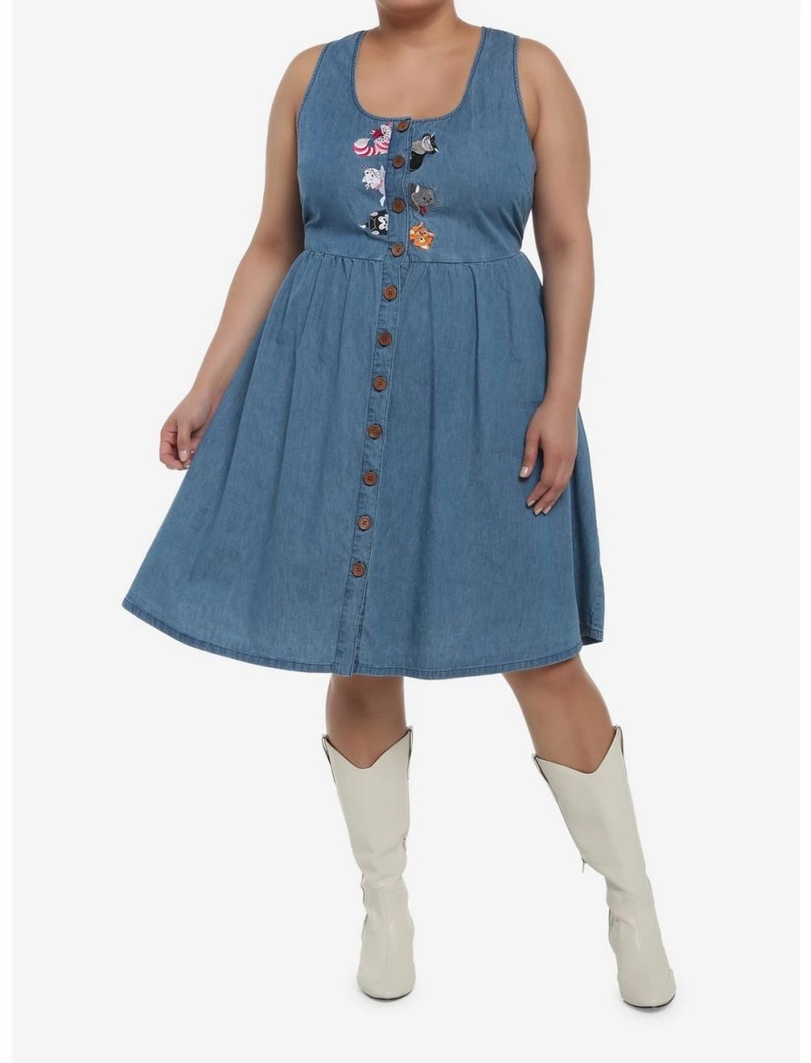 Dresses * | Hunivers Disney Cats Denim Dress Plus Size