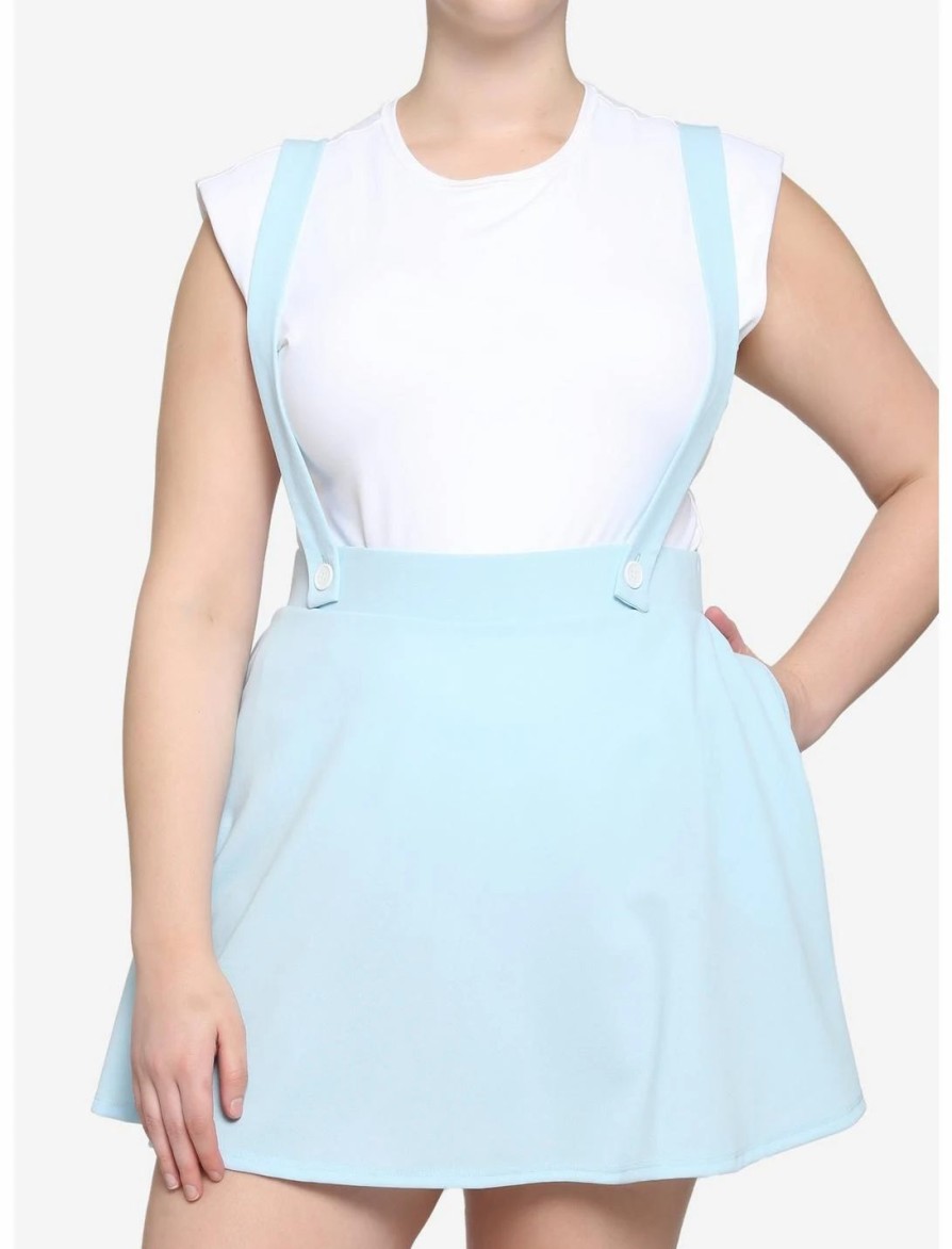 Bottoms * | Hunivers Light Blue Suspender Skirt Plus Size