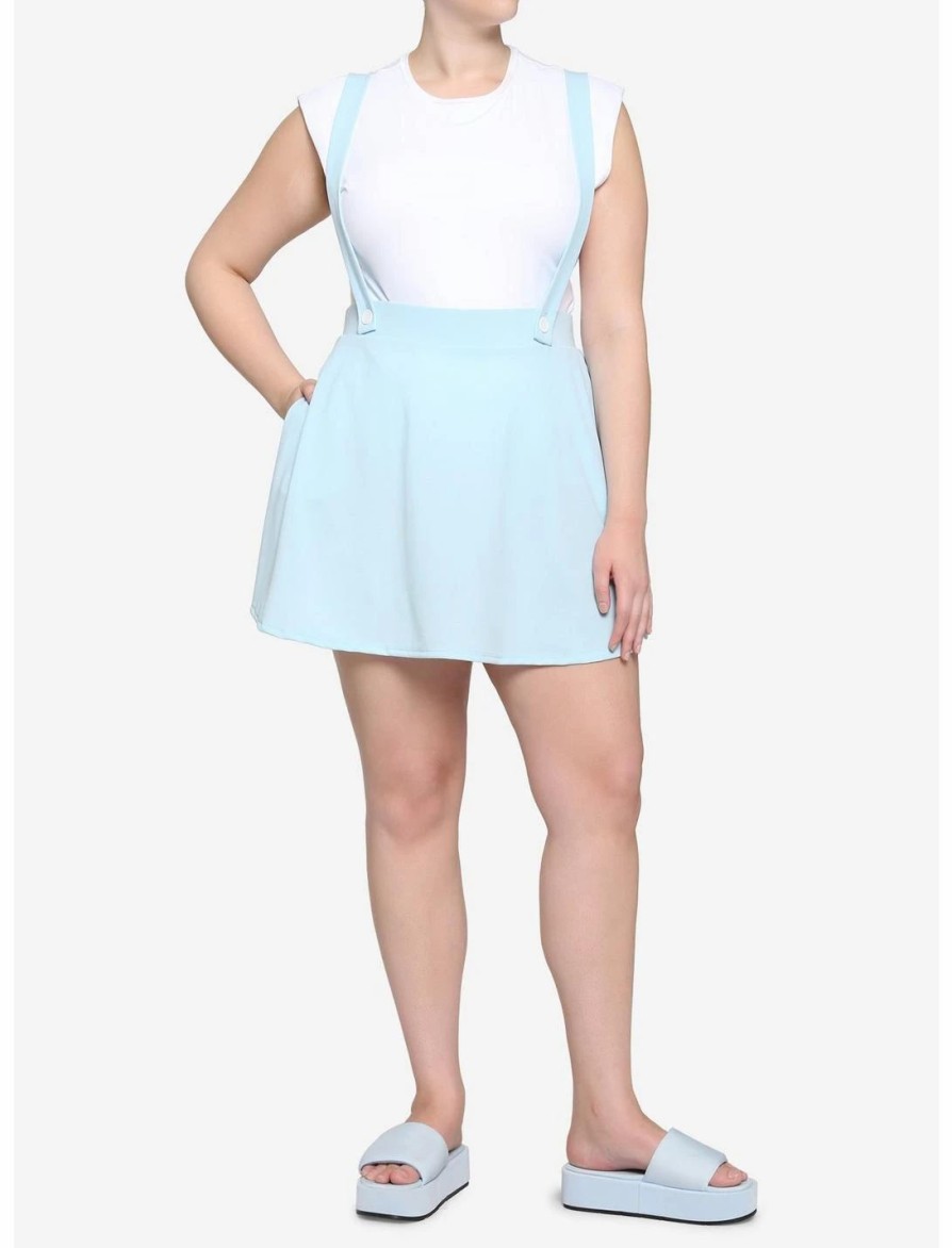 Bottoms * | Hunivers Light Blue Suspender Skirt Plus Size