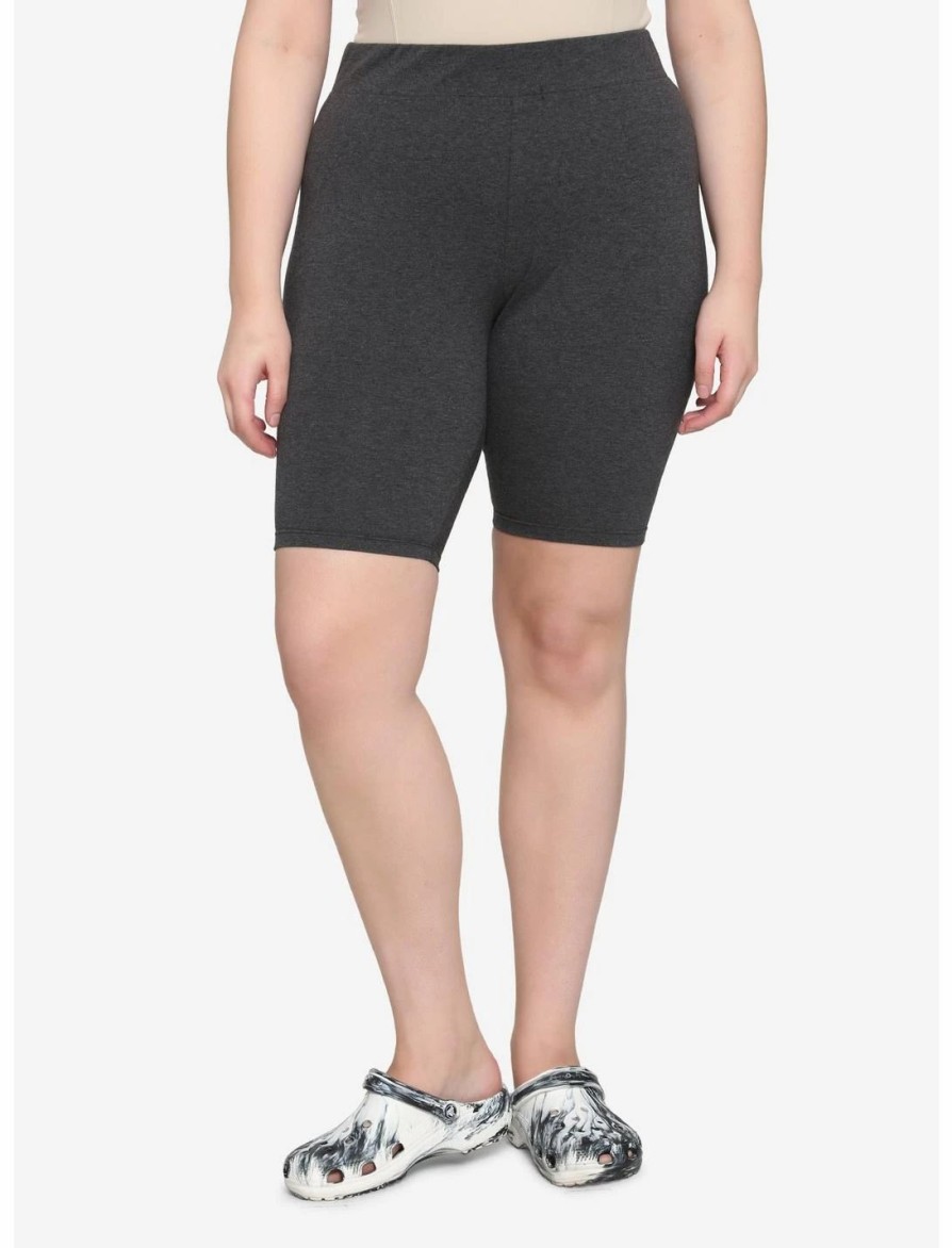 Bottoms * | Hunivers Charcoal Grey 10 Inch Inseam Bike Shorts Plus Size