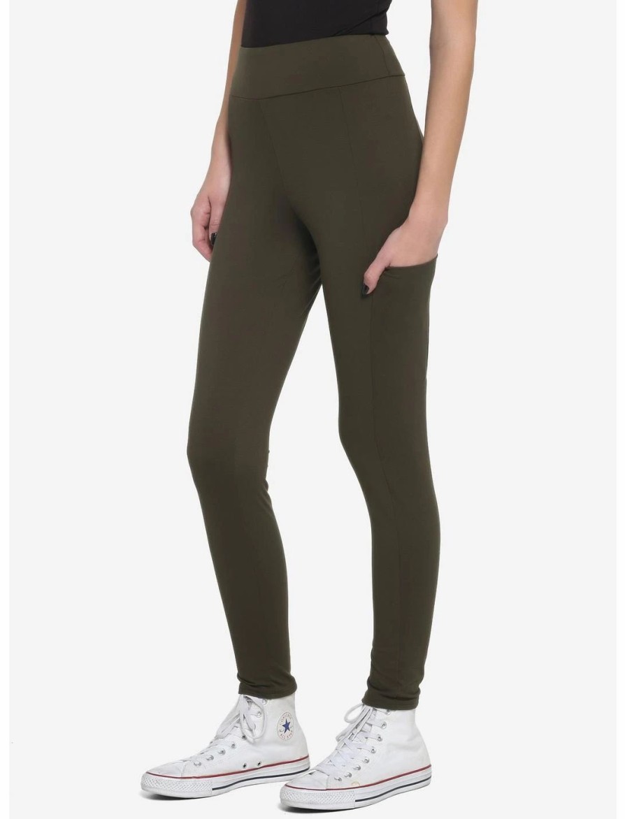 Bottoms * | Hunivers Olive Leggings With Pocket