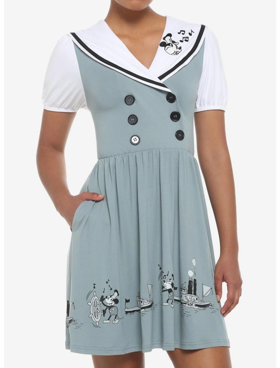 Dresses * | Hunivers Disney Steamboat Willie Sailor Dress