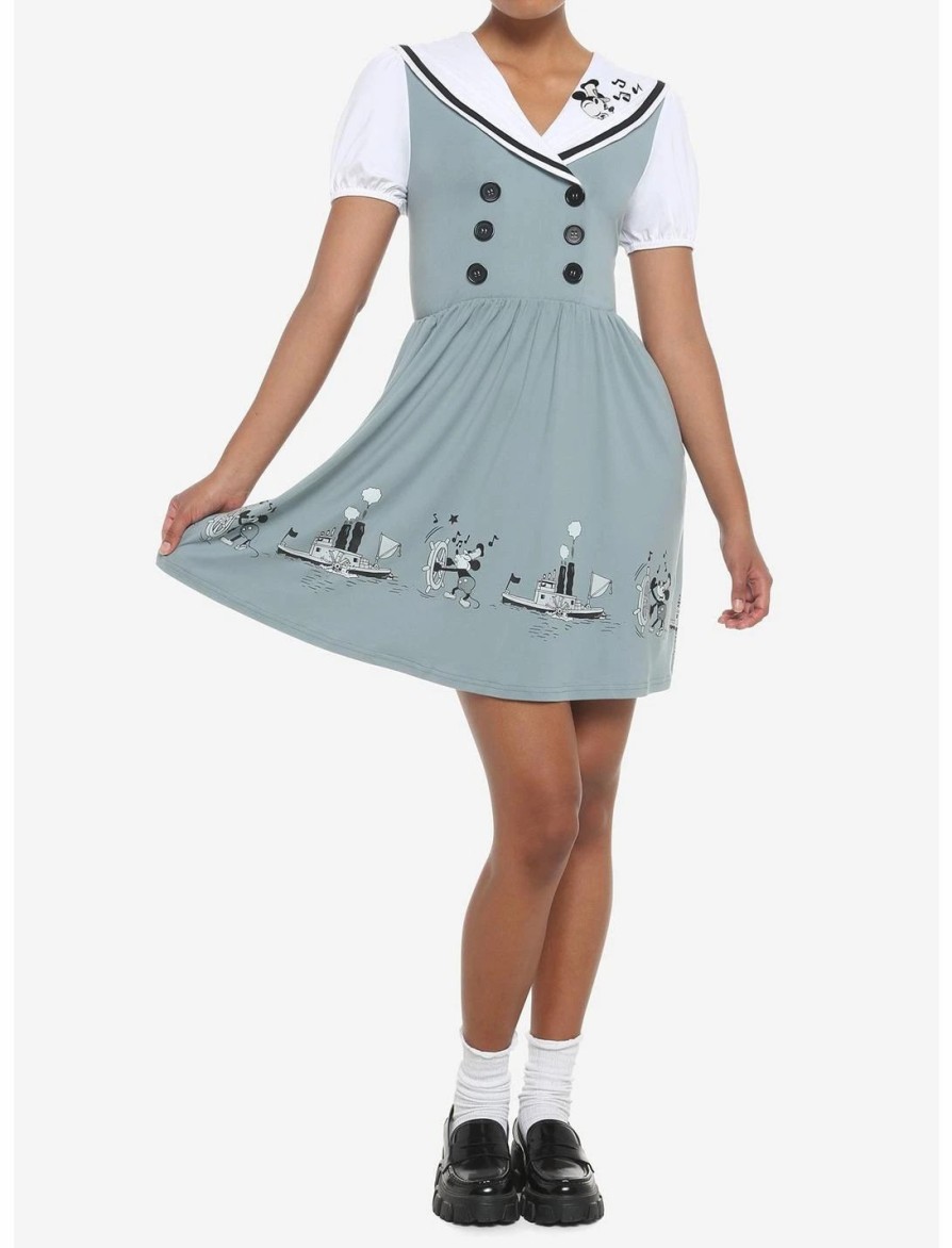 Dresses * | Hunivers Disney Steamboat Willie Sailor Dress