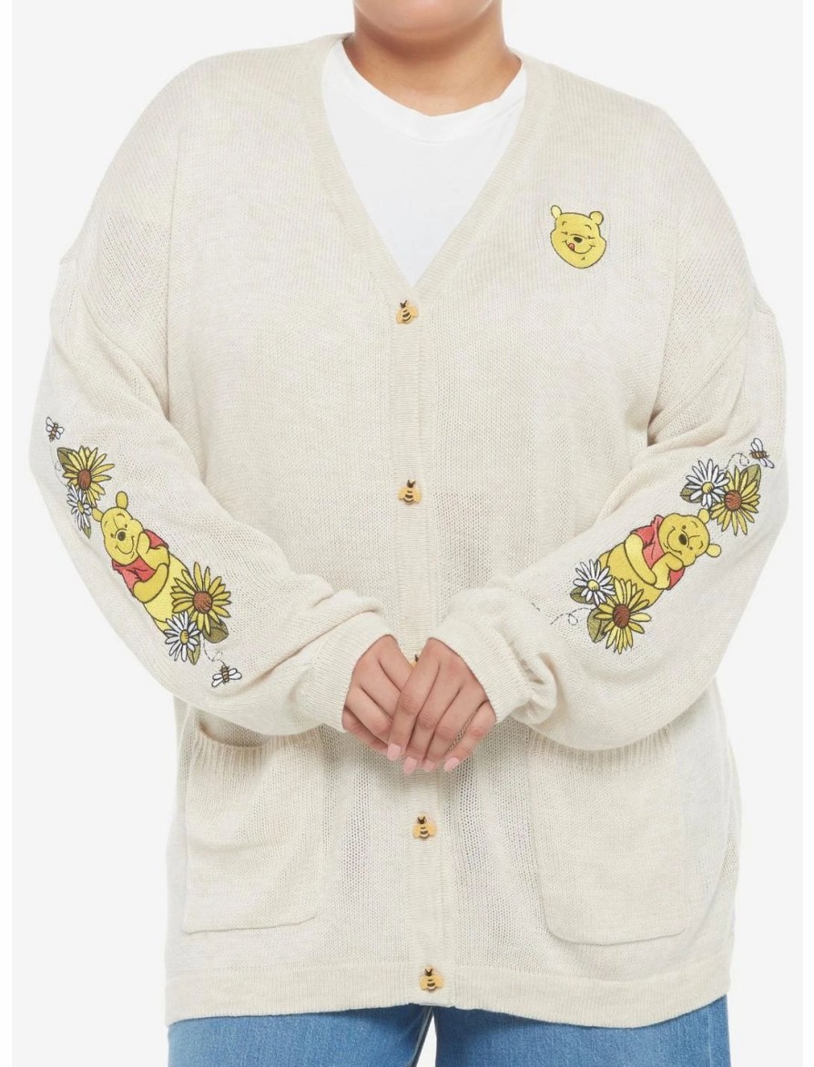 Sweaters And Cardigans * | Hunivers Disney Winnie The Pooh Embroidered Oversized Girls Cardigan Plus Size