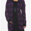 Sweaters And Cardigans * | Hunivers Purple & Black Plaid Oversized Cardigan