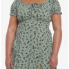 Dresses * | Null Green Butterfly Mushroom Empire Midi Dress Plus Size