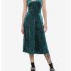 Dresses * | Hunivers Green Velvet Midi Slip Dress