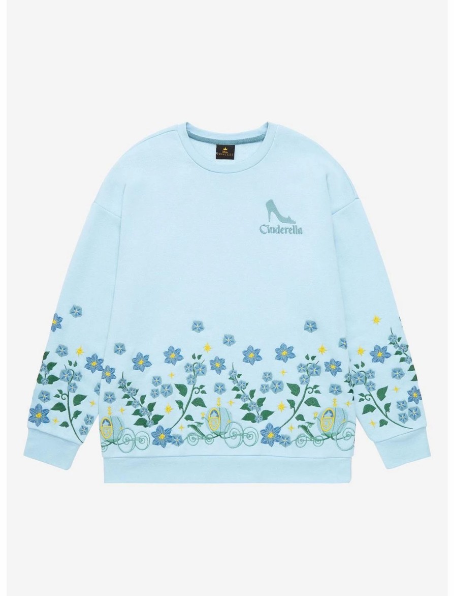 Hoodies And Sweatshirts * | Hunivers Disney Princess Cinderella Embroidered Floral Sweatshirt