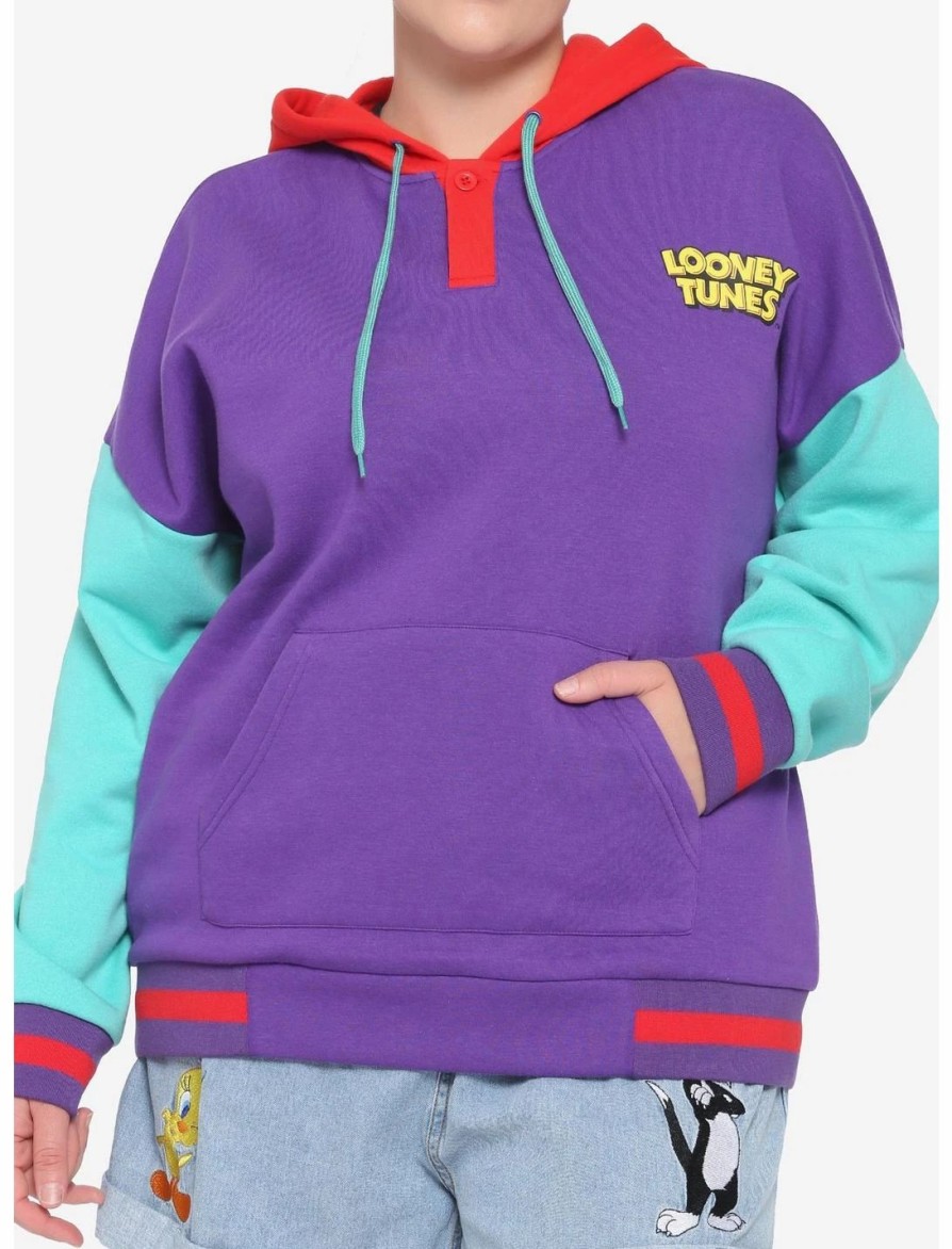 Hoodies And Sweatshirts * | Hunivers Looney Tunes Color-Block Hoodie Plus Size