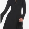 Dresses * | Hunivers Black Lace-Up Front Hooded Dress