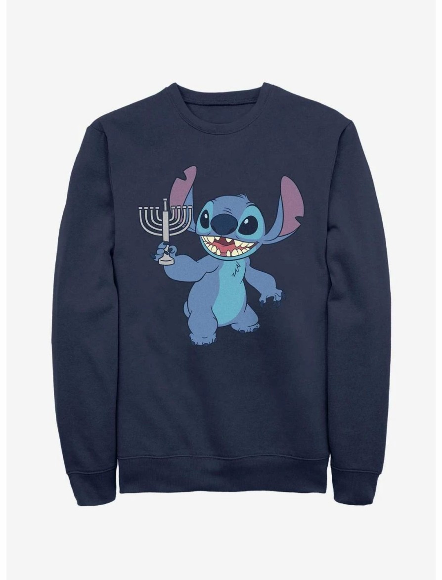 Sweaters And Cardigans * | Null Disney Lilo & Stitch Hanukkah Menorah Sweatshirt