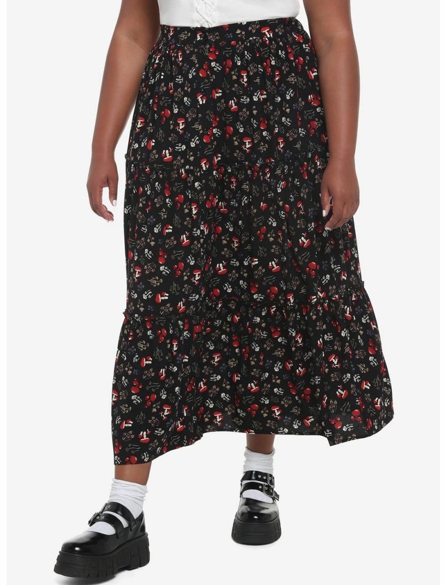 Bottoms * | Null Mushroom Tiered Button-Front Midi Skirt Plus Size