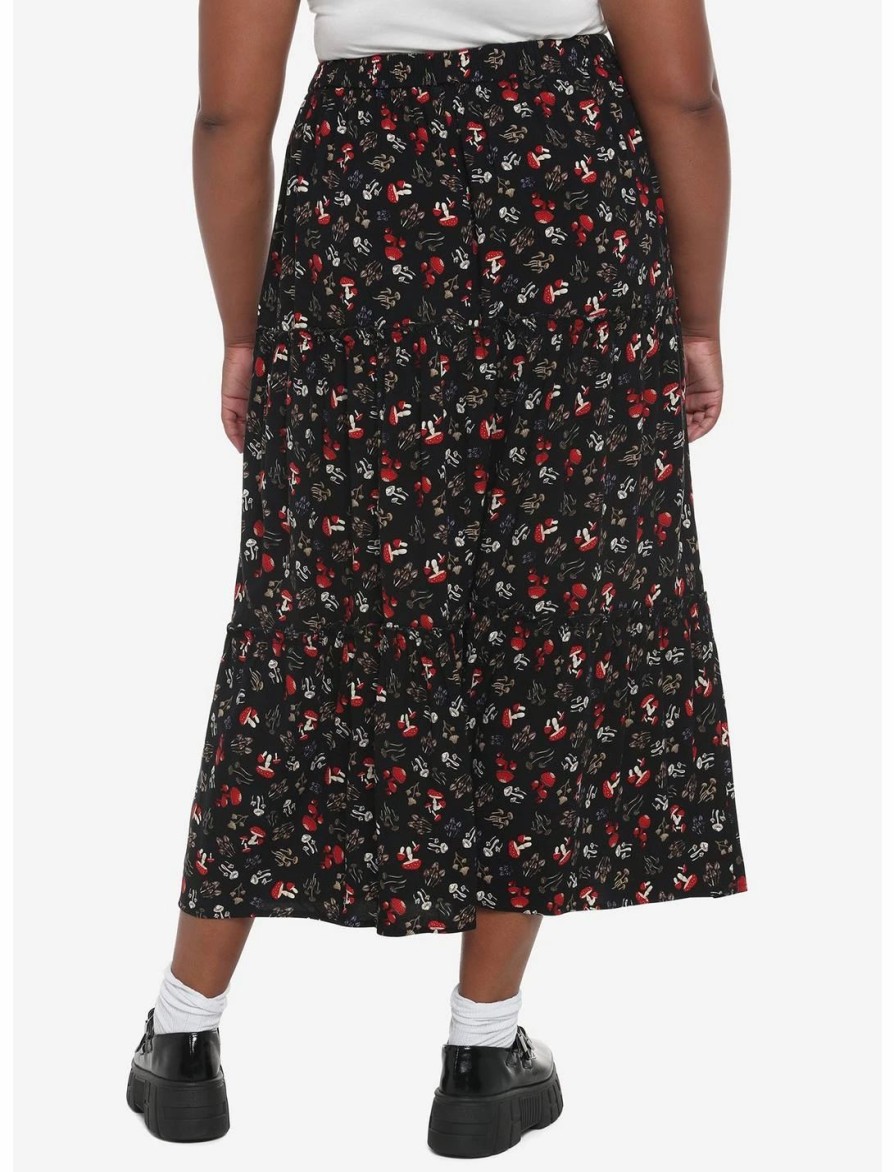 Bottoms * | Null Mushroom Tiered Button-Front Midi Skirt Plus Size