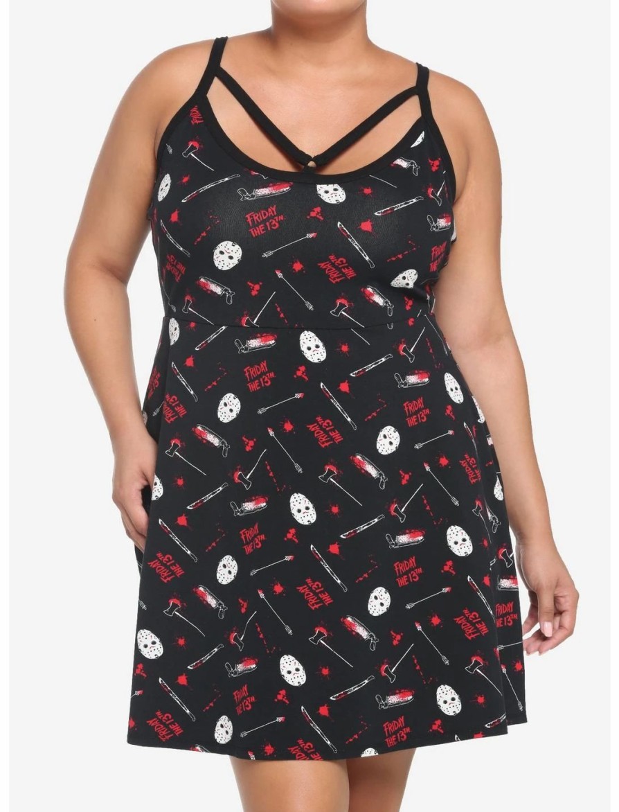 Dresses * | Hunivers Friday The 13Th Jason Bloody Weapons Strappy Dress Plus Size