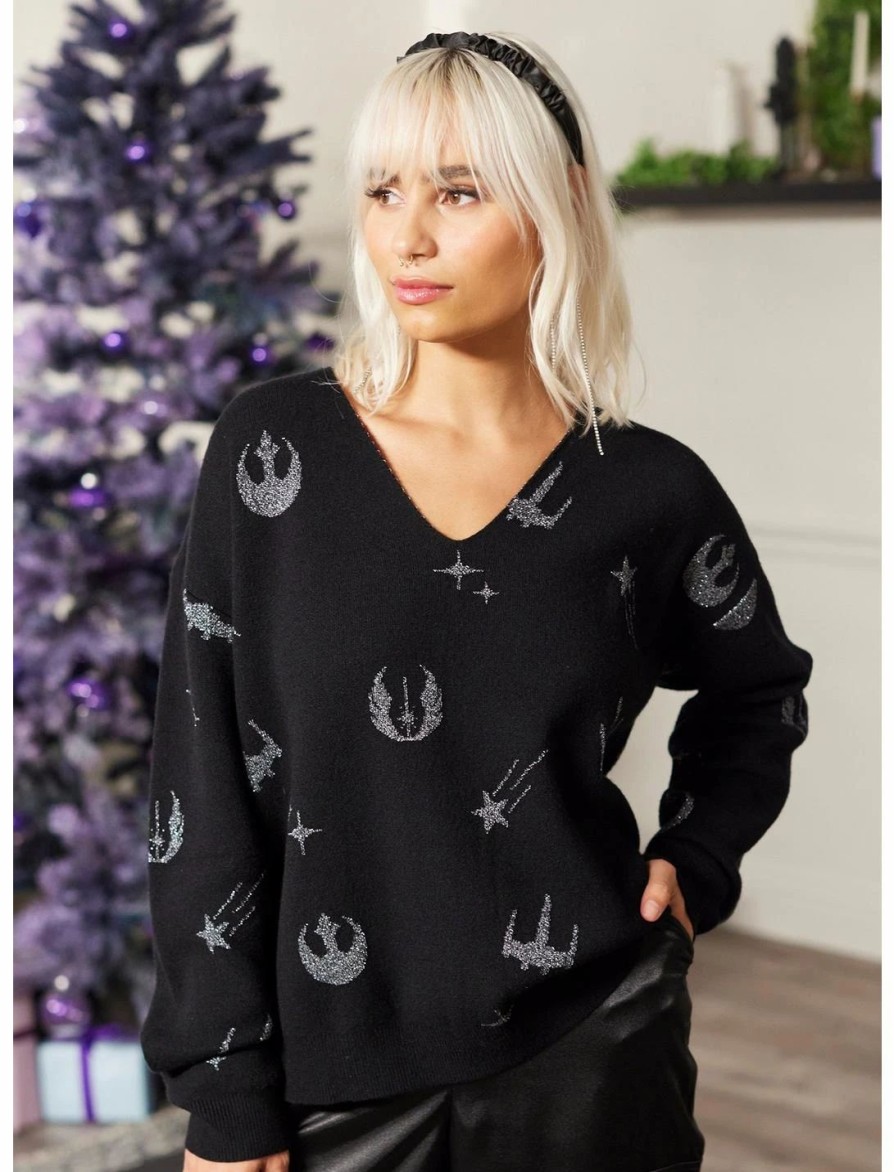 Sweaters And Cardigans * | Hunivers Her Universe Star Wars Silver Icons V-Neck Sweater