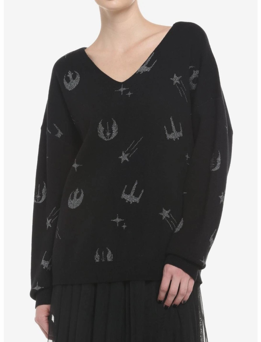 Sweaters And Cardigans * | Hunivers Her Universe Star Wars Silver Icons V-Neck Sweater Plus Size