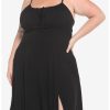 Dresses * | Hunivers Black Empire Slit Dress Plus Size