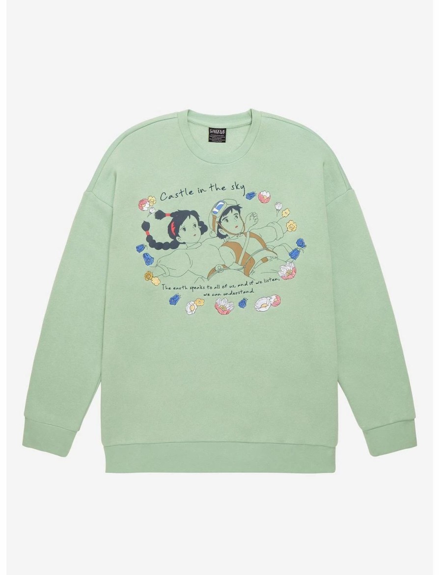 Sweaters And Cardigans * | Ourunvrs Our Universe Studio Ghibli Castle In The Sky Sheeta & Pazu Floral Sweatshirt