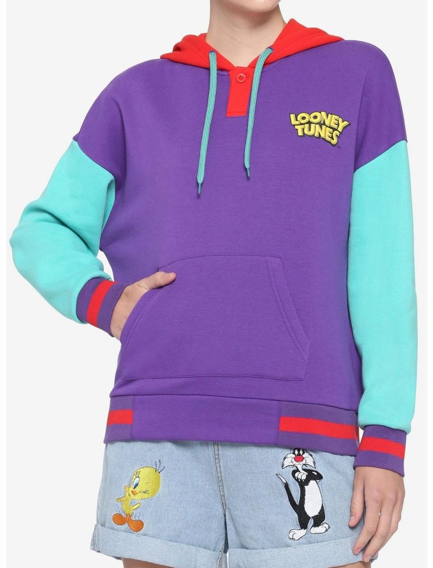 Hoodies And Sweatshirts * | Hunivers Looney Tunes Color-Block Hoodie