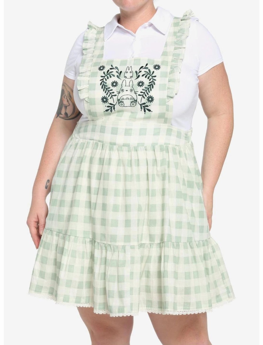 Dresses * | Hunivers Her Universe My Neighbor Totoro Gingham Pinafore Skirtall Plus Size