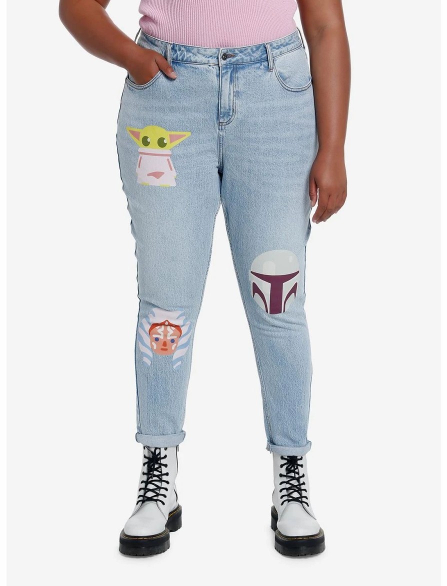 Bottoms * | Hunivers Her Universe Star Wars The Mandalorian Faces Mom Jeans Plus Size