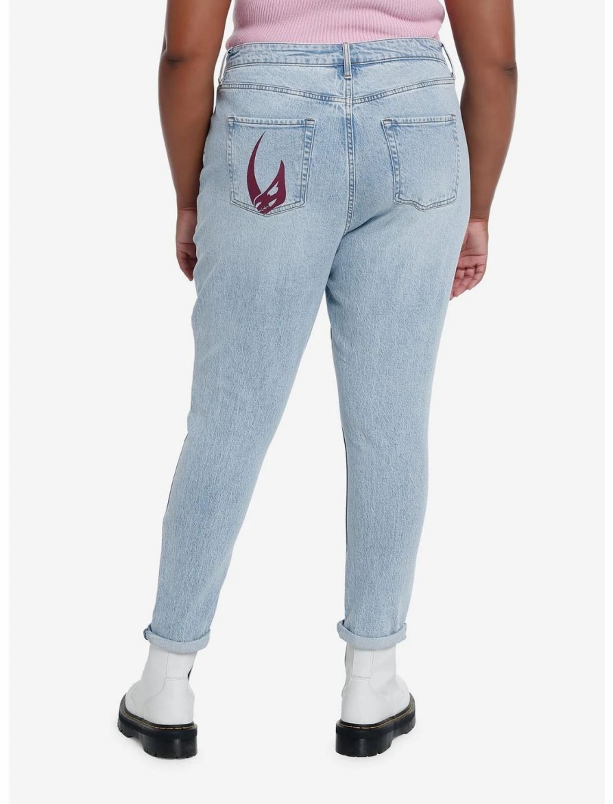 Bottoms * | Hunivers Her Universe Star Wars The Mandalorian Faces Mom Jeans Plus Size