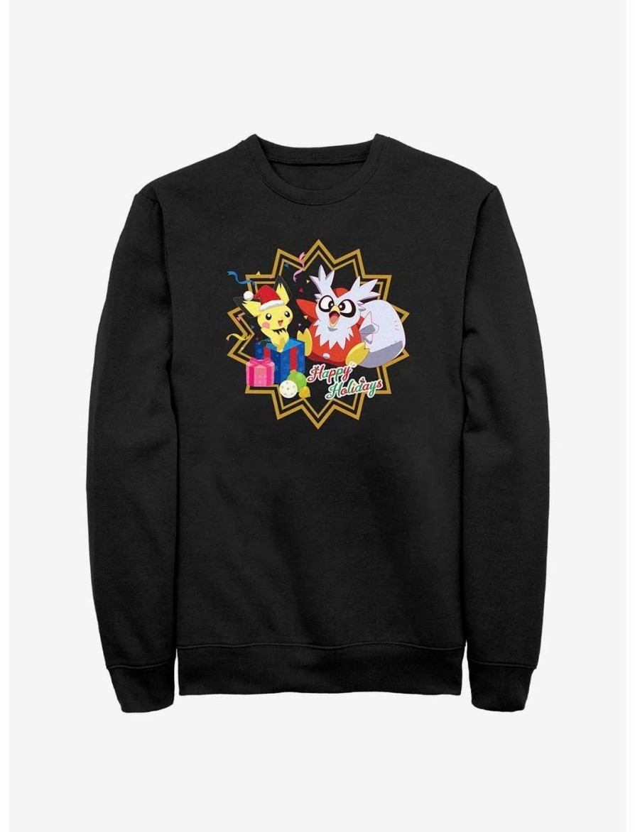 Sweaters And Cardigans * | Null Pokemon Pichu And Delibird Holiday Party Sweatshirt