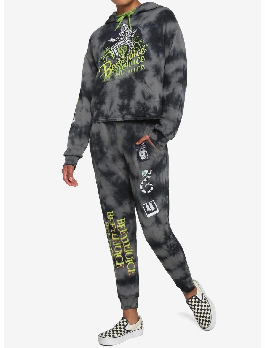 Hoodies And Sweatshirts * | Hunivers Beetlejuice Icons Wash Crop Hoodie