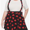 Bottoms * | Hunivers Red Hearts Black Suspender Skirt Plus Size