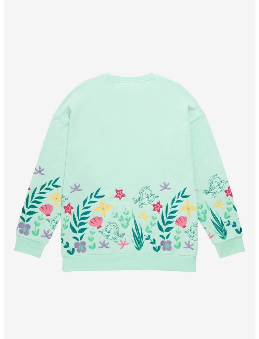 Hoodies And Sweatshirts * | Hunivers Disney The Little Mermaid Flounder Floral Sweatshirt