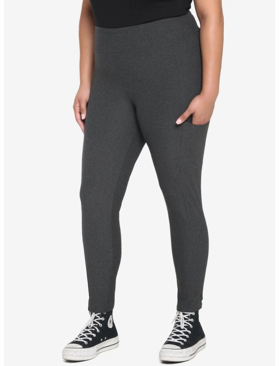 Bottoms * | Hunivers Charcoal Grey Leggings With Pocket Plus Size