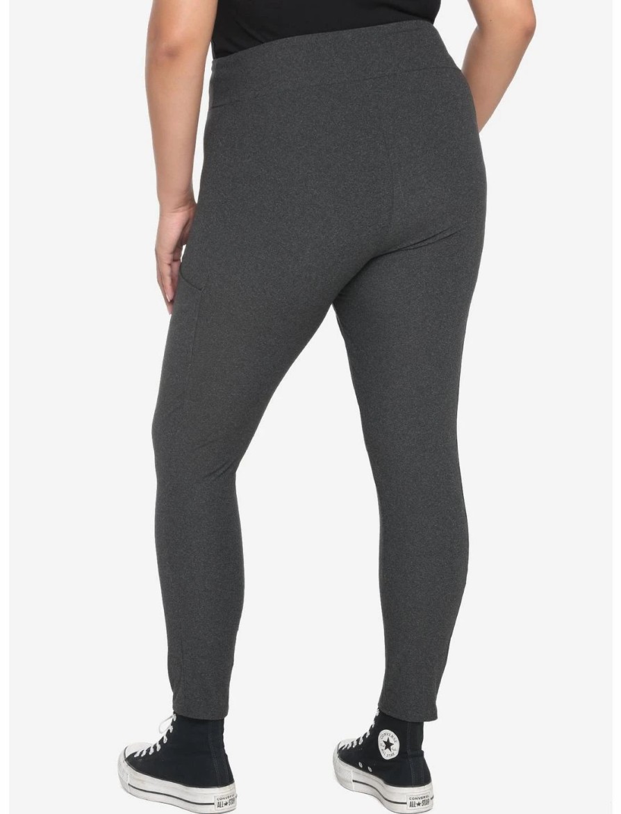 Bottoms * | Hunivers Charcoal Grey Leggings With Pocket Plus Size