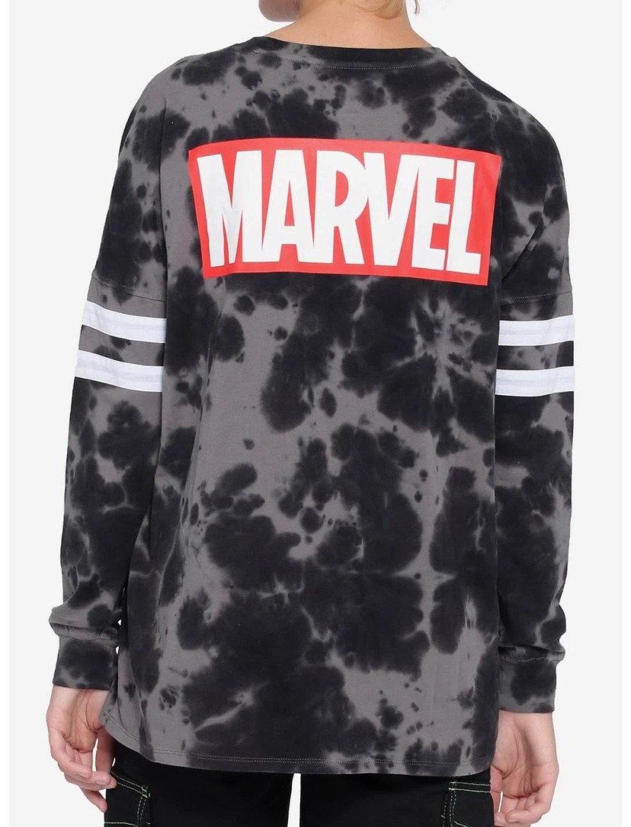 Sweaters And Cardigans * | Hunivers Her Universe Marvel Logo Black Wash Long-Sleeve T-Shirt