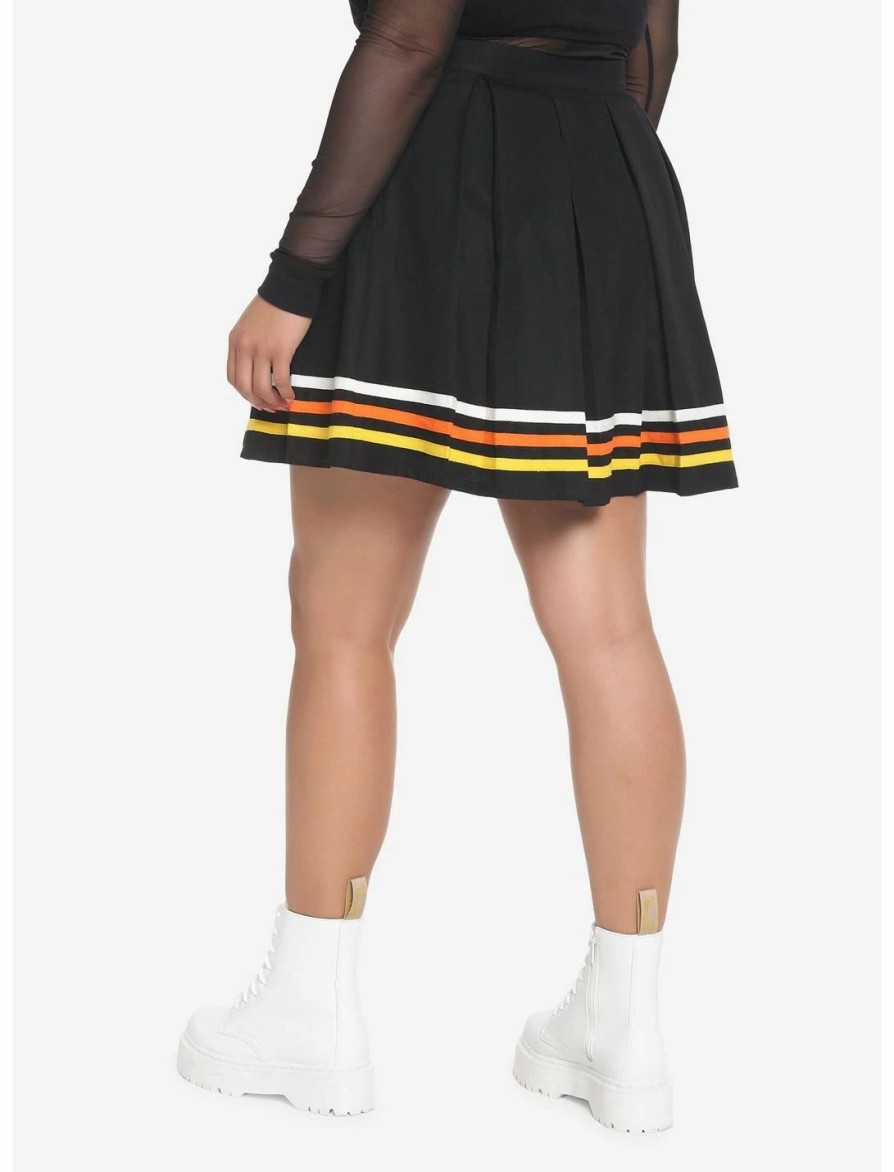 Bottoms * | Hunivers Candy Corn Stripe Pleated Skirt Plus Size