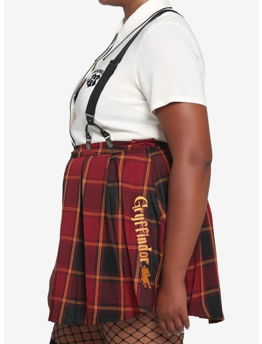 Bottoms * | Hunivers Harry Potter Gryffindor Pleated Suspender Skirt Plus Size