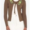 Sweaters And Cardigans * | Hunivers Shrek Sunflower Tie-Front Skimmer Cardigan