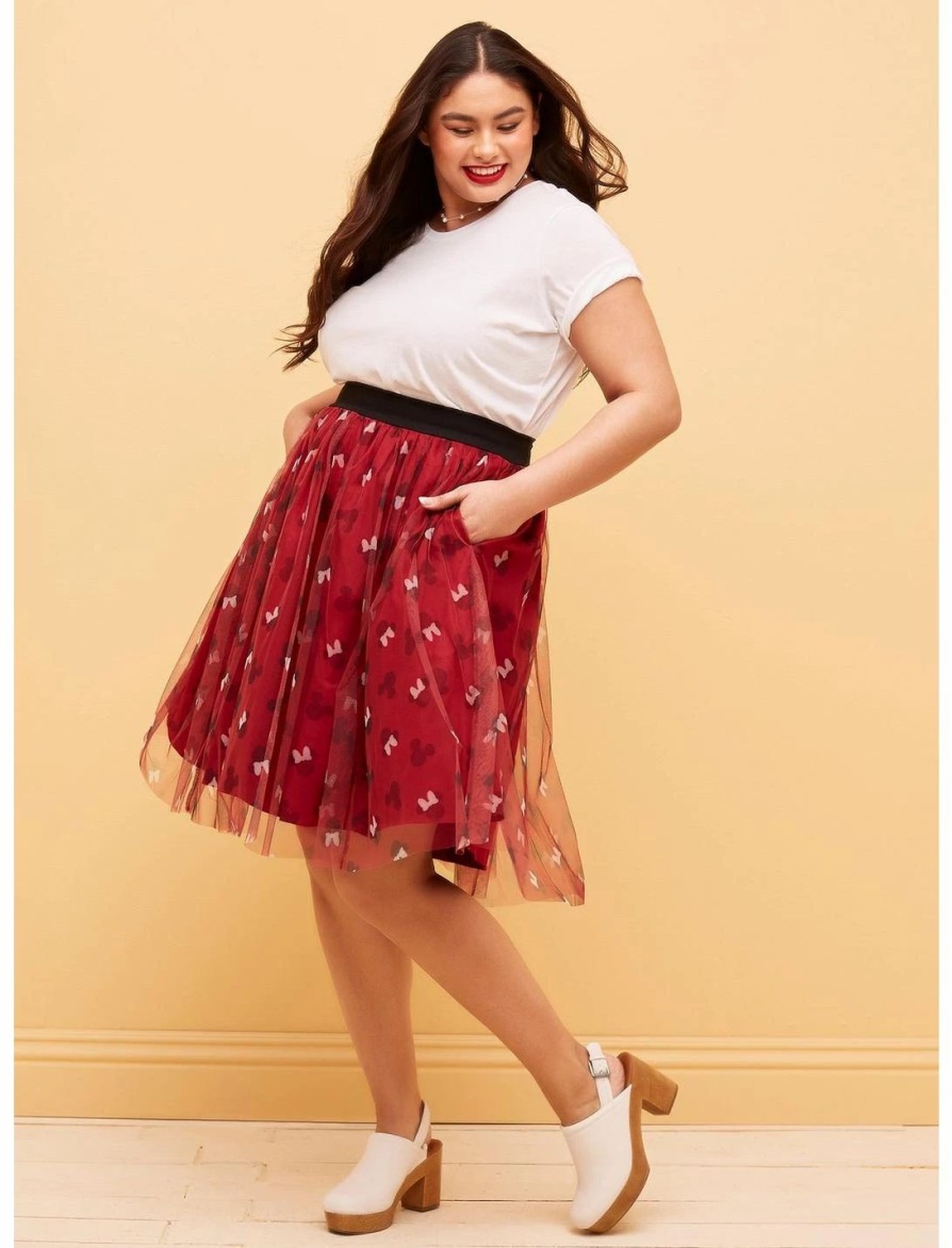 Bottoms * | Hunivers Her Universe Disney Mickey Mouse & Minnie Mouse Tulle Skirt Plus Size