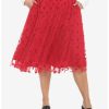 Bottoms * | Hunivers Her Universe Disney Mickey Mouse Red Mesh Midi Skirt Plus Size