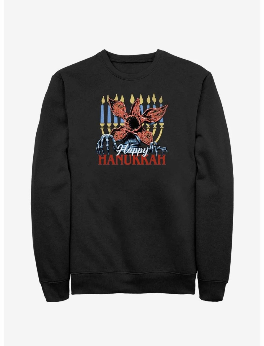 Sweaters And Cardigans * | Null Stranger Things Demogorgon Happy Hanukkah Sweatshirt