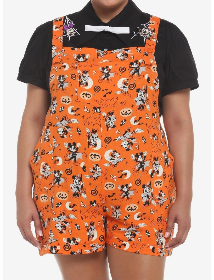 Bottoms * | Hunivers Her Universe Disney Halloween Vintage Icons Soft Shortalls Plus Size