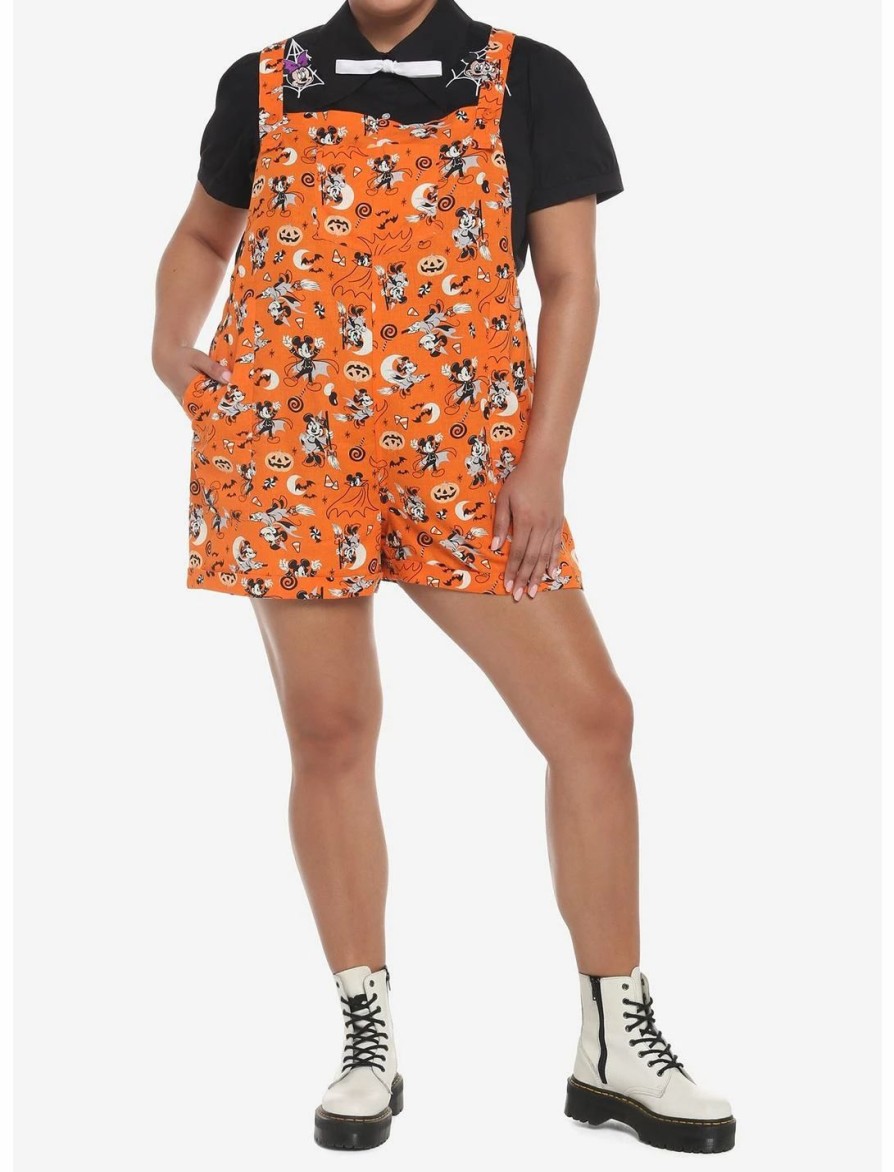 Bottoms * | Hunivers Her Universe Disney Halloween Vintage Icons Soft Shortalls Plus Size