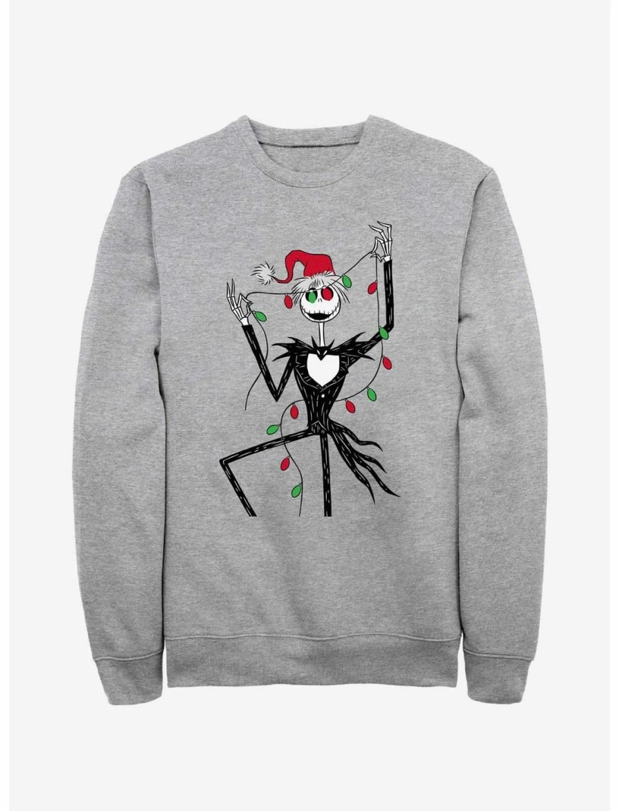 Sweaters And Cardigans * | Null Disney The Nightmare Before Christmas Santa Jack Christmas Lights Sweatshirt