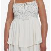 Dresses * | Null Cottagecore Ivory Strappy Tiered Dress Plus Size