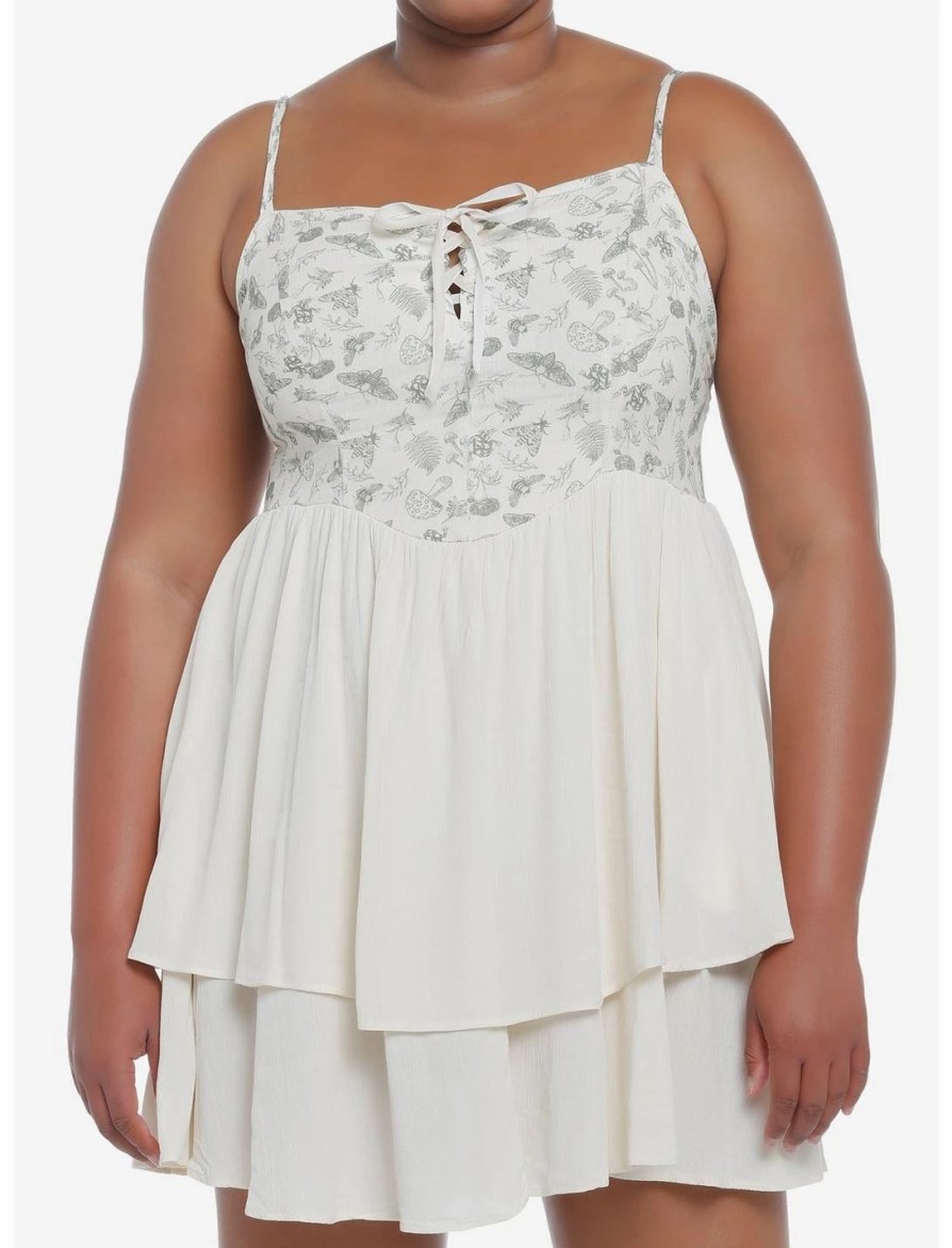 Dresses * | Null Cottagecore Ivory Strappy Tiered Dress Plus Size