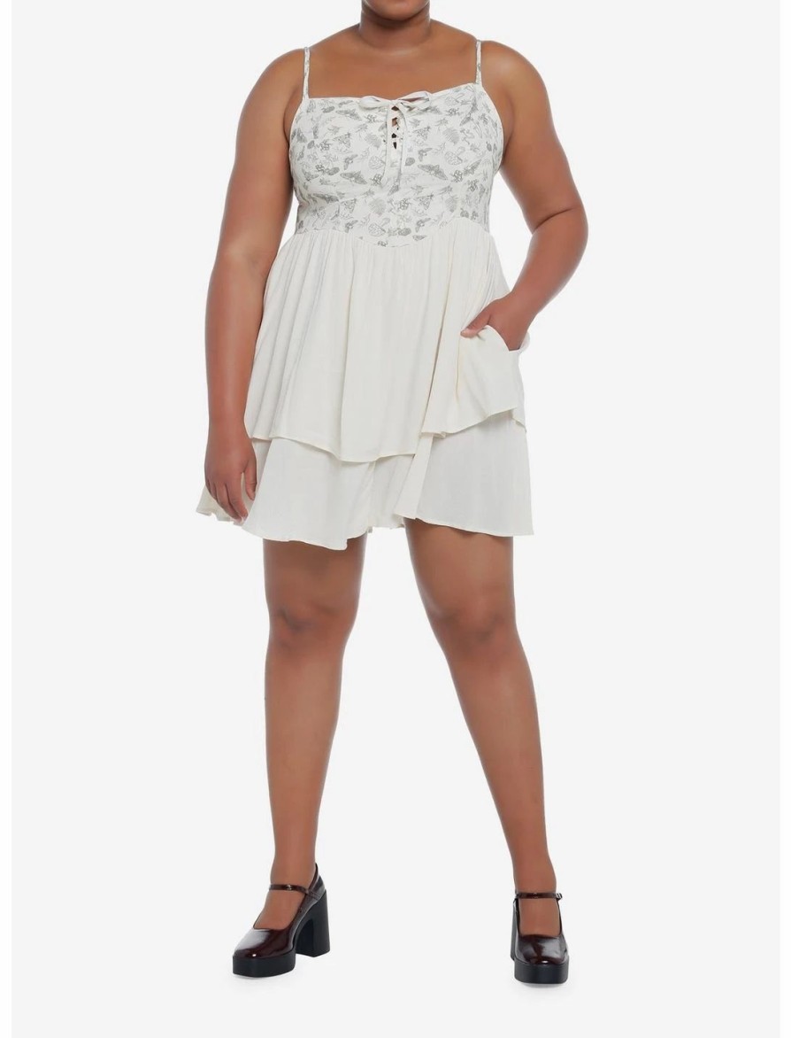 Dresses * | Null Cottagecore Ivory Strappy Tiered Dress Plus Size