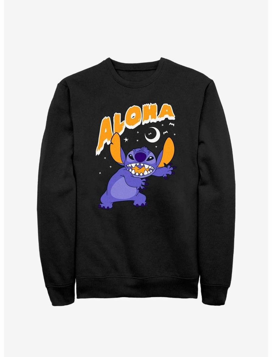 Sweaters And Cardigans * | Null Disney Lilo & Stitch Stitch Aloha Scary Moon Sweatshirt