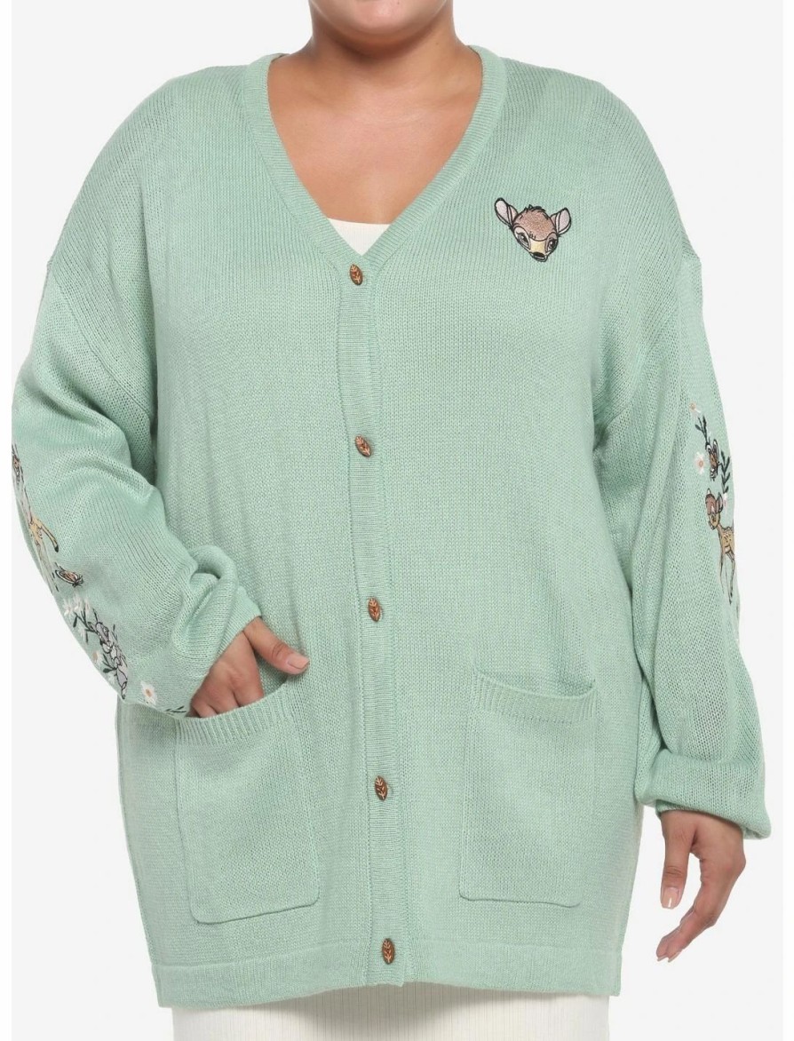 Sweaters And Cardigans * | Hunivers Disney Bambi Embroidered Cardigan Plus Size