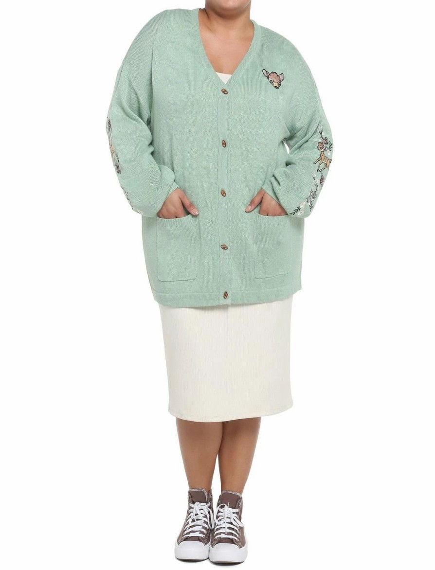 Sweaters And Cardigans * | Hunivers Disney Bambi Embroidered Cardigan Plus Size