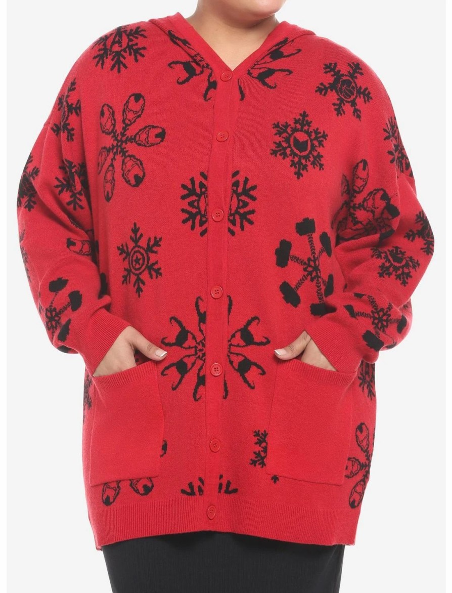 Sweaters And Cardigans * | Hunivers Her Universe Marvel Snowflake Hooded Cardigan Plus Size