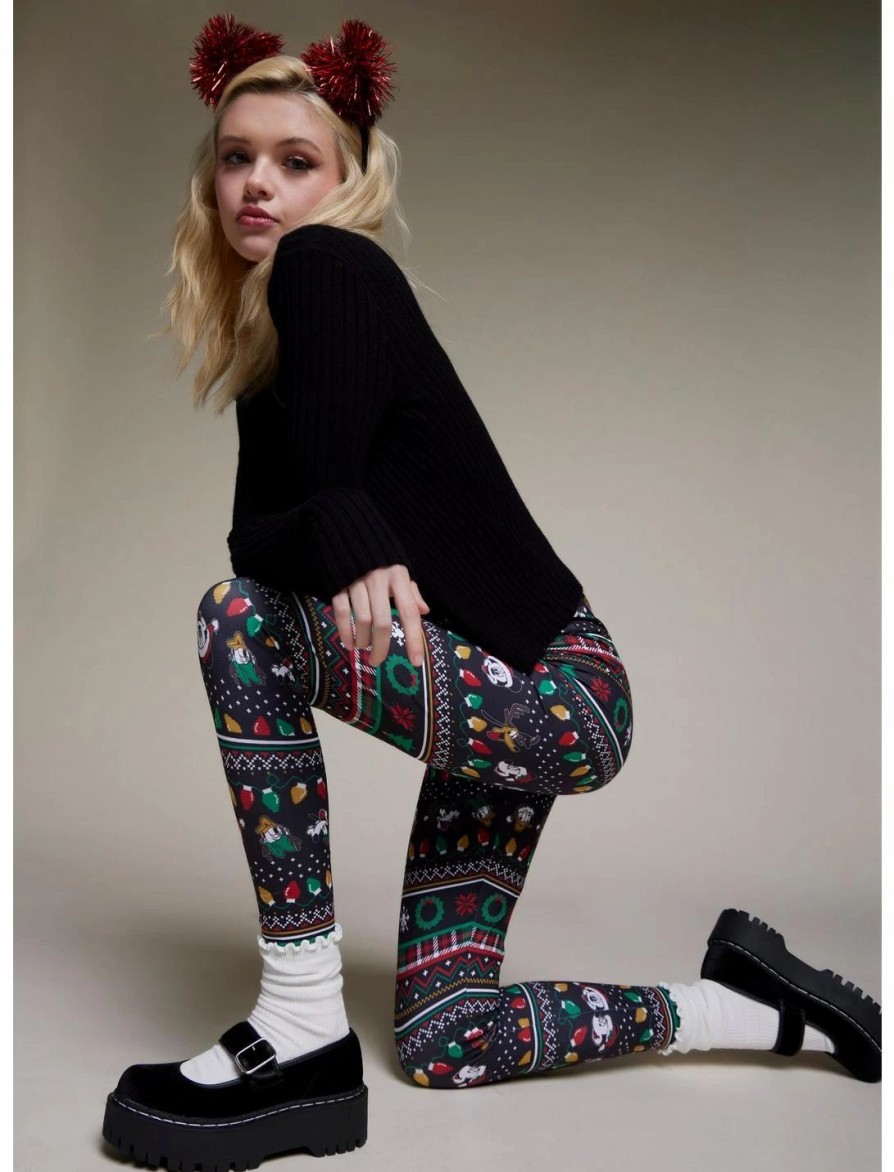 Bottoms * | Hunivers Her Universe Disney Holiday Mickey Mouse & Friends Fair Isle Leggings